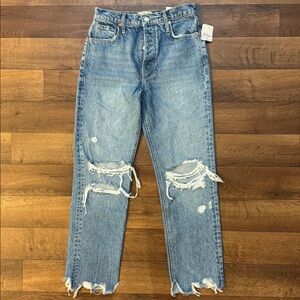 We The Free Size 25 Tapered Baggy High Rise Boyfriend Fit NWT Button Fly Jeans